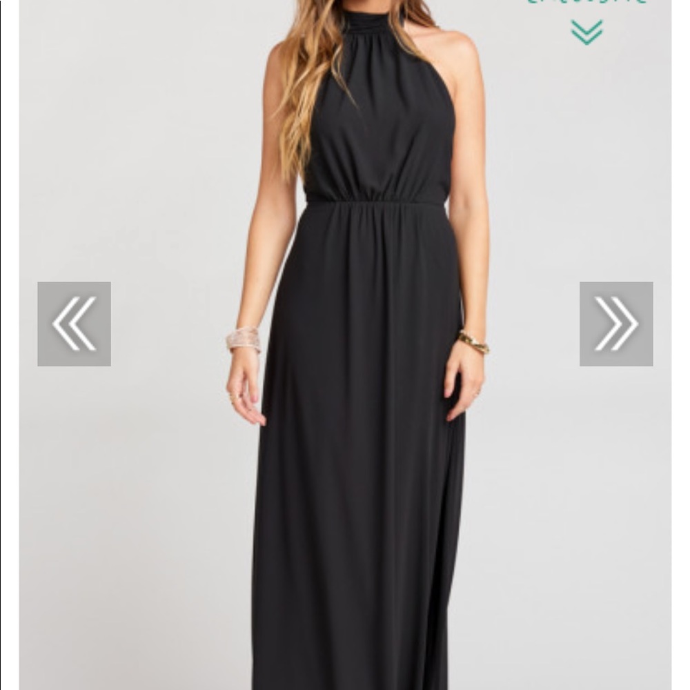 Black show my your Mumu Collette halter dress